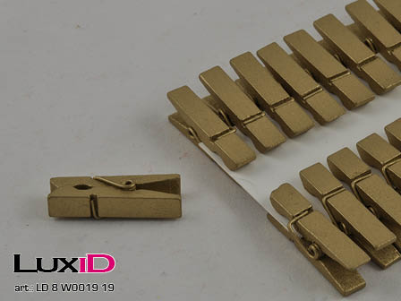 Wooden X-mass clips 19 goud 10mm (24pc)